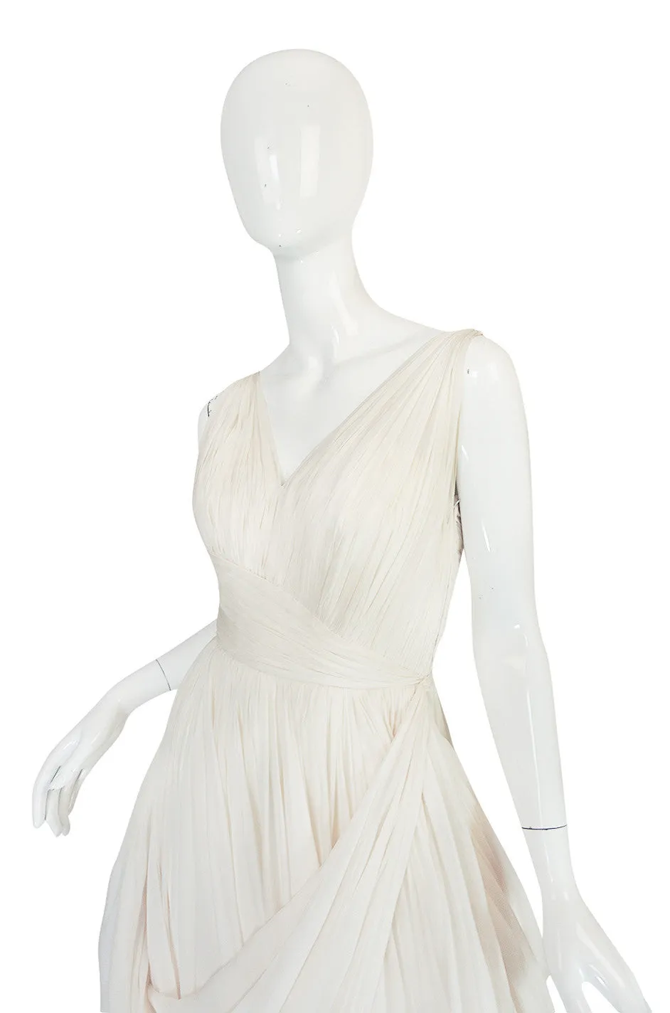 1950s Ivory Silk Pleated Dress in the Manner of Jean Desses