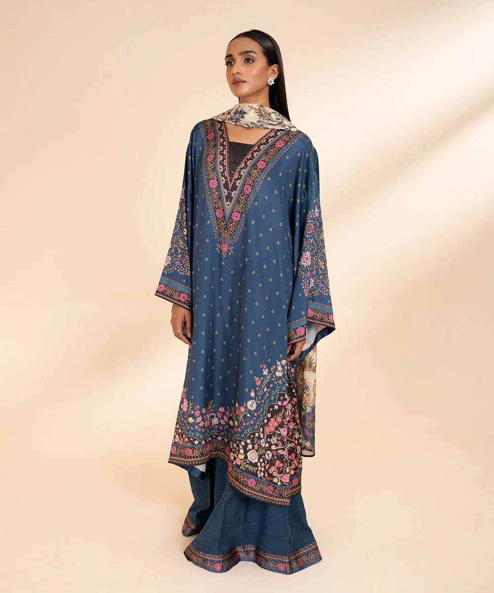 3 Piece - Printed Silk Suit