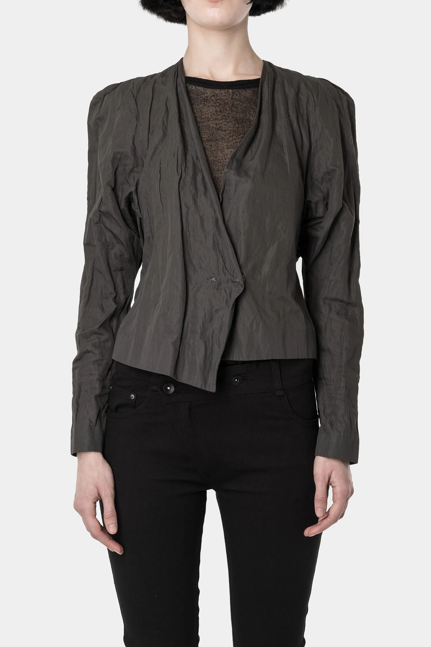 Acne Studios | Cropped belted metal thread jacket