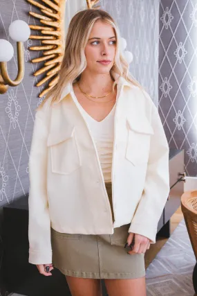 Adalyn Flap Pocket Button Up Jacket, Cream