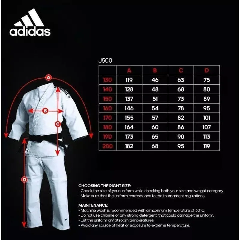 adidas J500 Judo Gi Suit 19oz Heavyweight Uniform