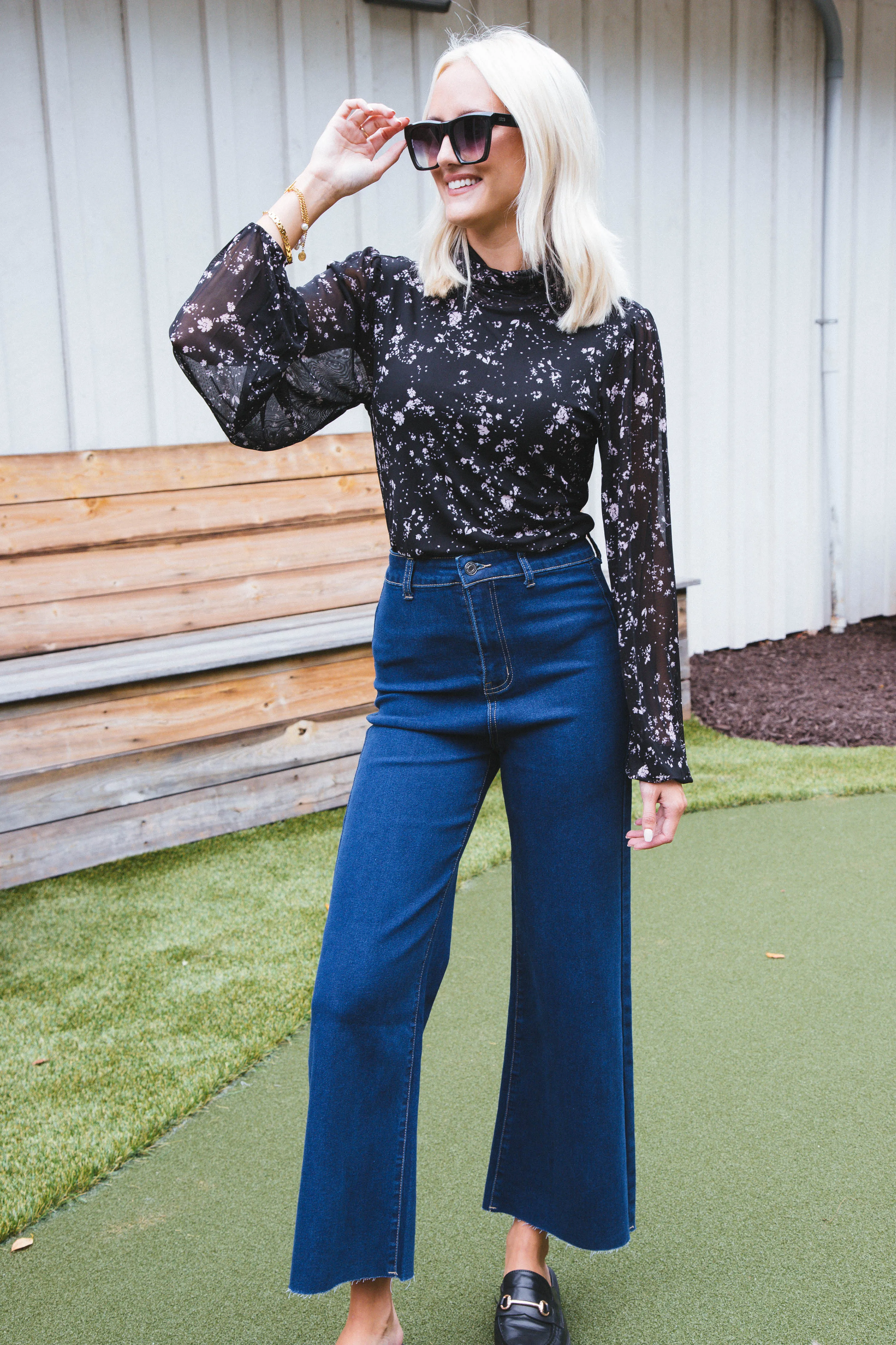 Aria High Rise Wide Leg Pants, Dark Denim