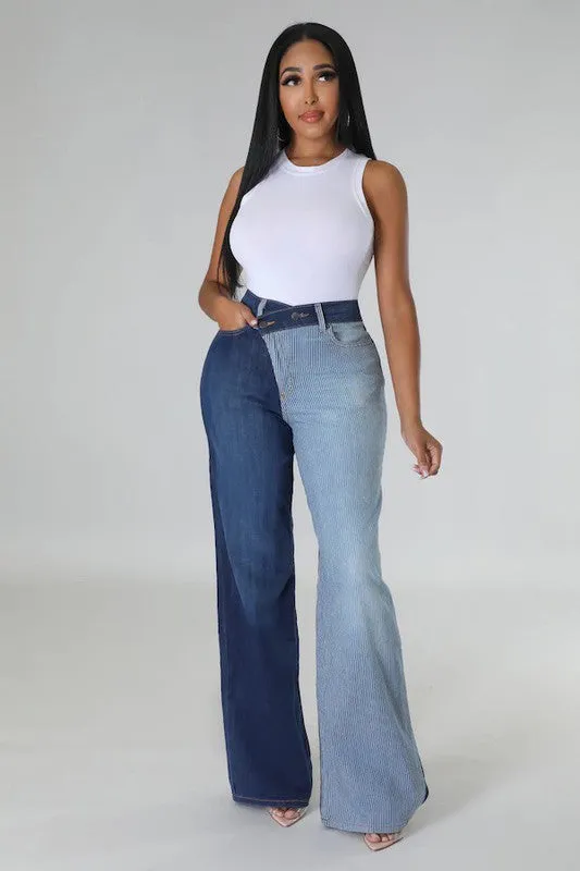 Asymmetrical Pin Stripe Jean