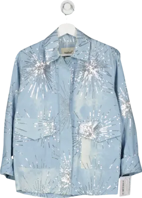 bambah Blue Denim Sparkle Trench Jacket UK 8