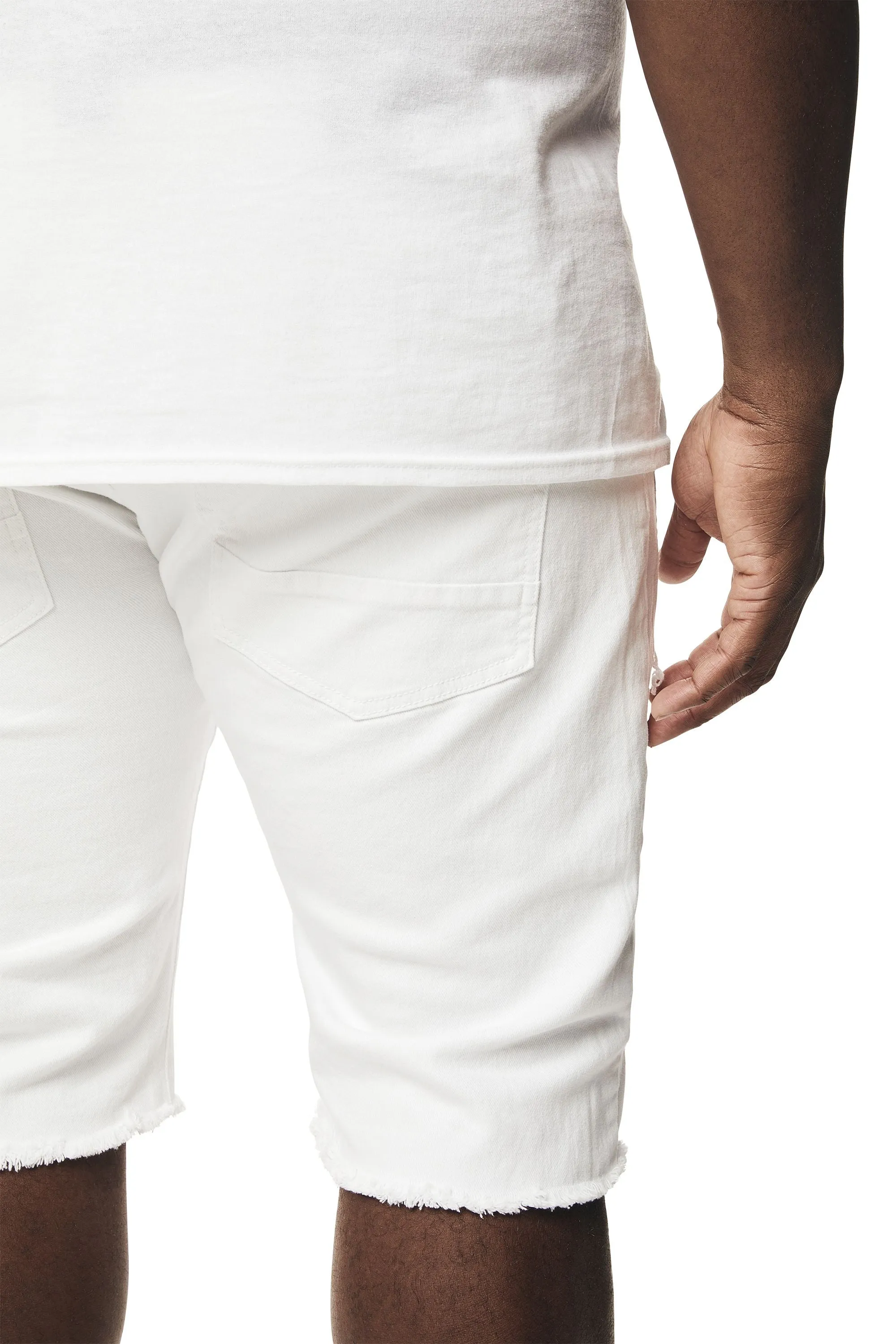 Big and Tall - Distressed Rip & Repair Jean Shorts - White