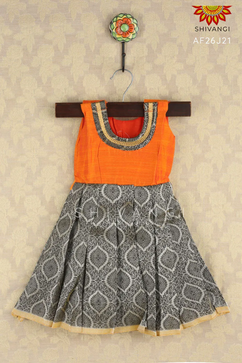 Black and Orange Tissue JKD Baby Frock