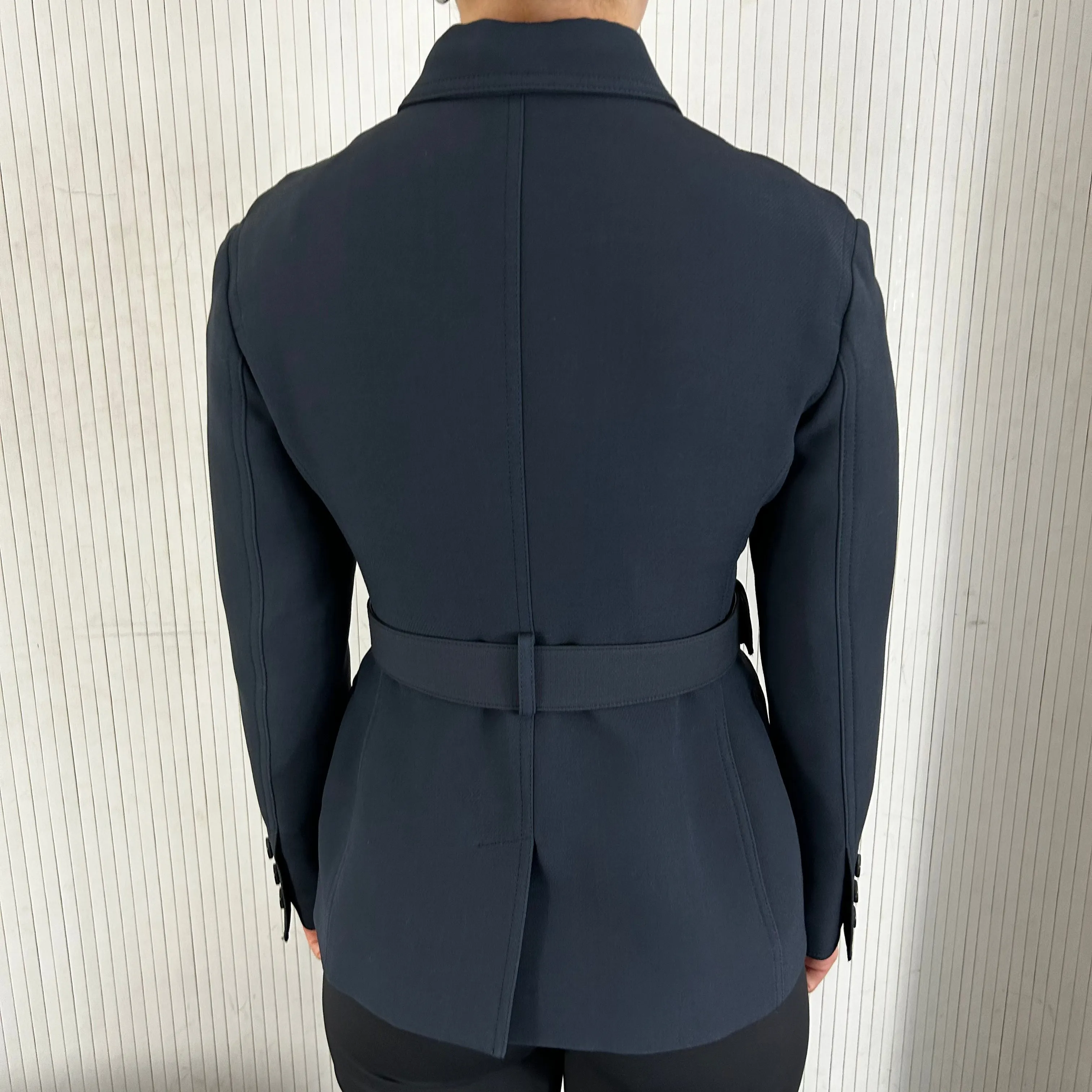 Christian Dior Brand New 3000 Navy Silk & Wool Belted Jacket S