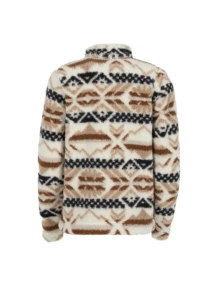 Columbia West Bend 1/4 Zip Sherpa Pullover Chalk Checkered Peaks / Chalk