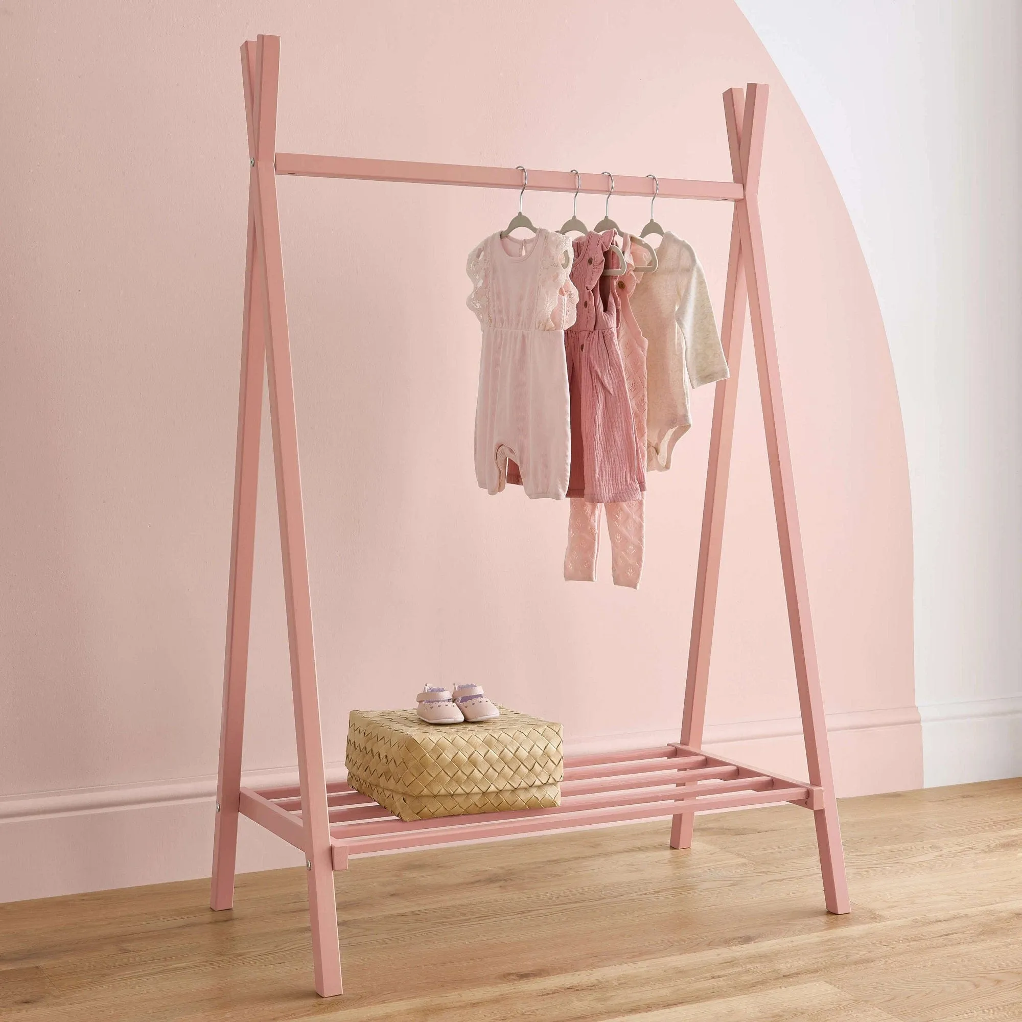 CuddleCo Nola 3pc Set Changer, Cot Bed and Clothes Rail - Soft Blush