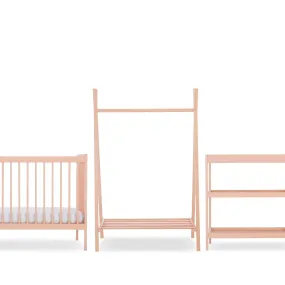 CuddleCo Nola 3pc Set Changer, Cot Bed and Clothes Rail - Soft Blush