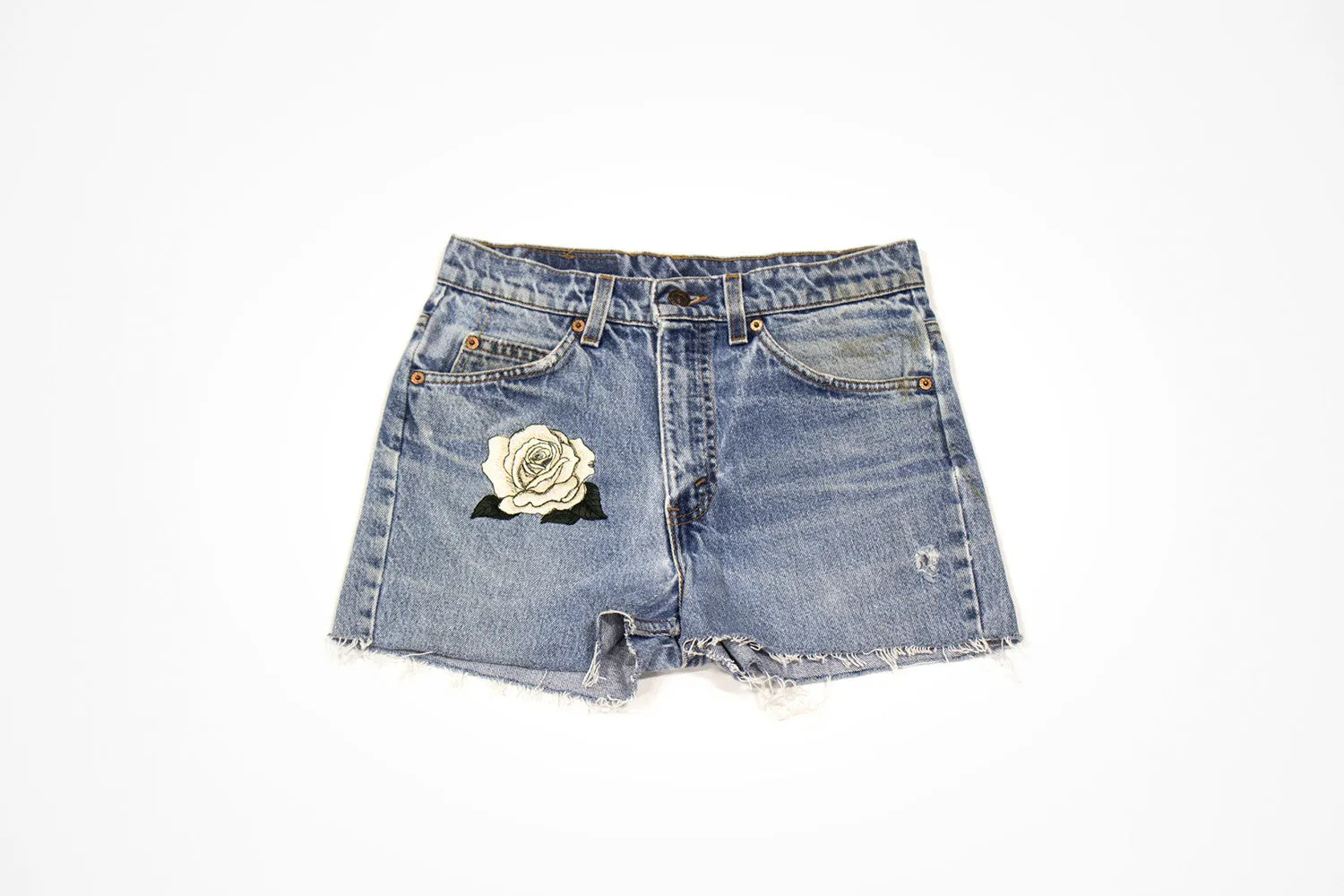 Custom Order - White Rose Vintage Cut Offs - Women’s Levis Jean Shorts