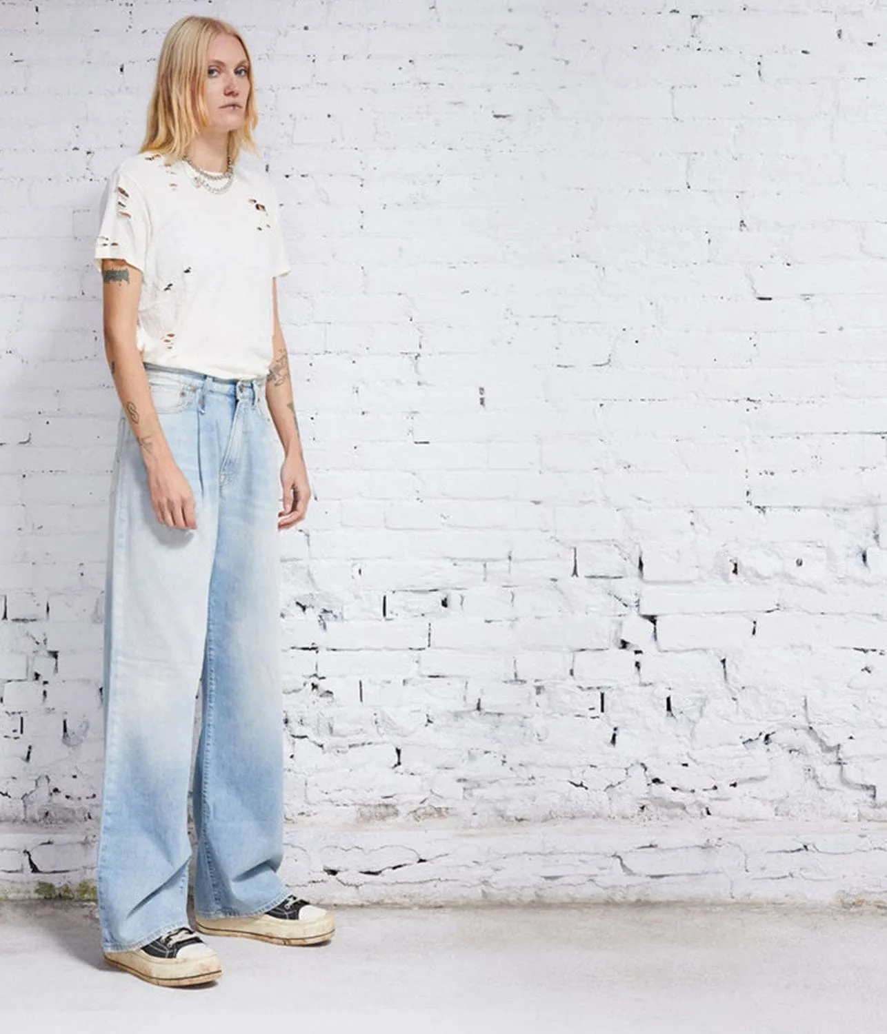 DAMON PLEATED WIDE LEG PANT- LENNON BLUE