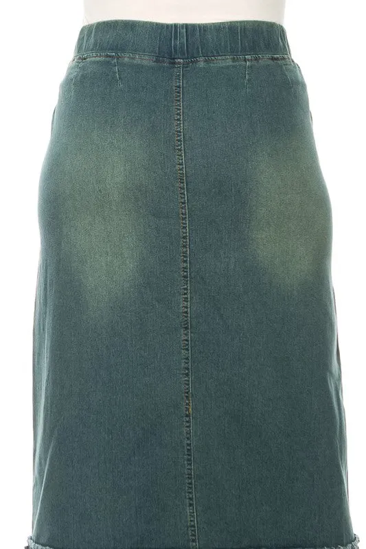 Debbie Long Jean Skirt-Ruffle Vintage Wash