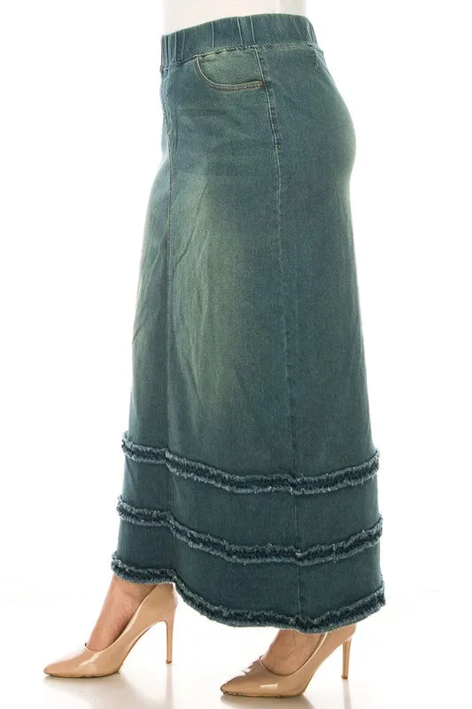 Debbie Long Jean Skirt-Ruffle Vintage Wash