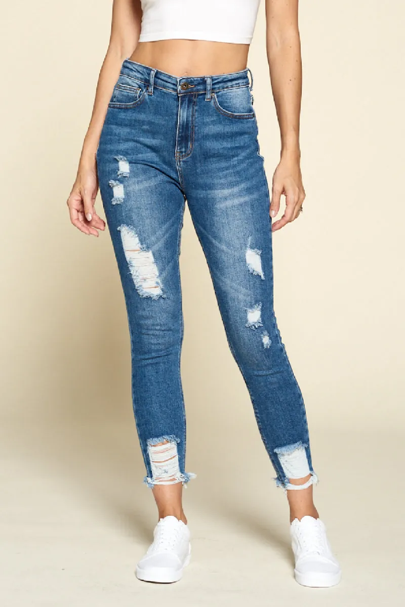 Distressed in High Waist Denim