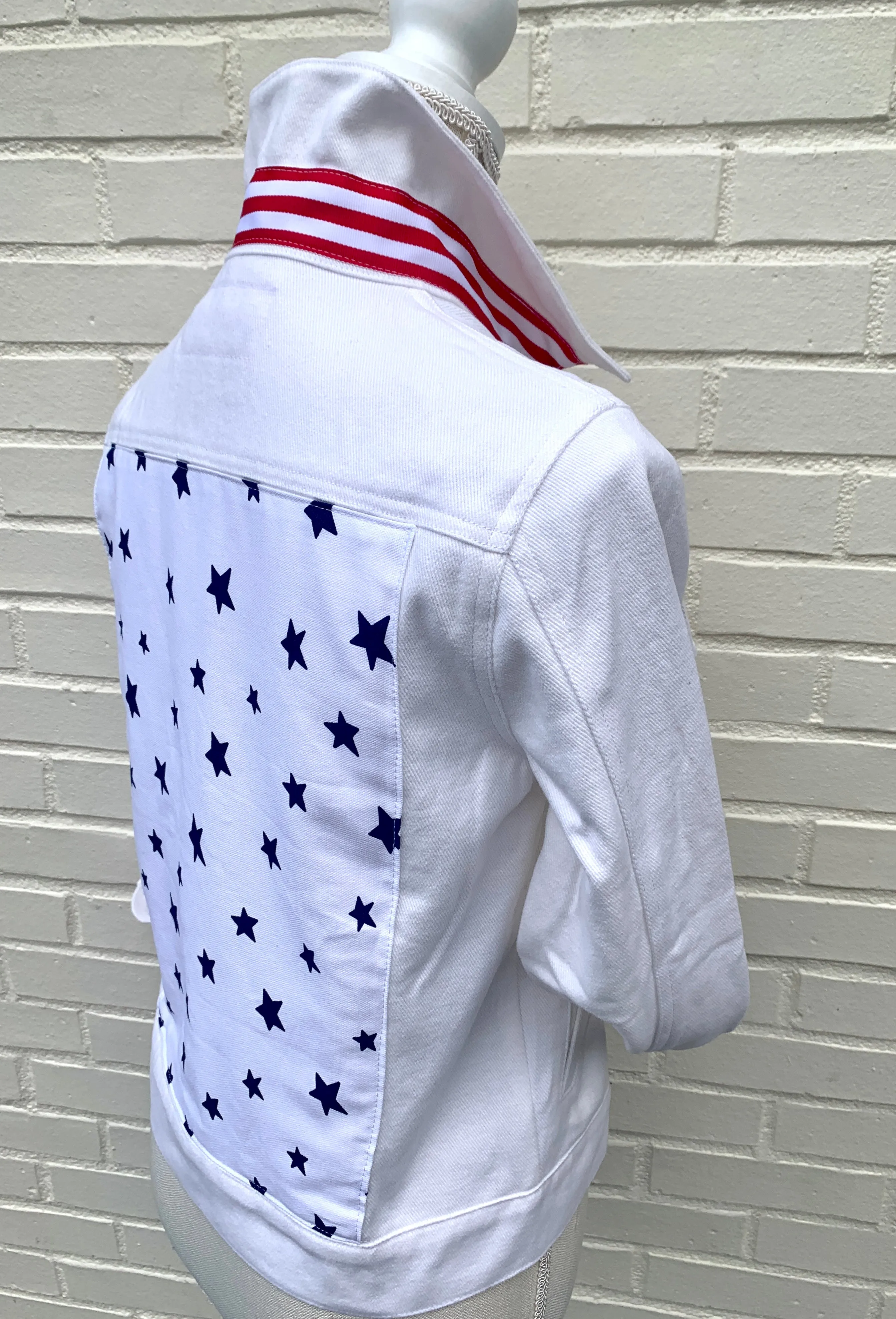 Dorothy White Denim Jacket w Stars and Stripes (DWJ14)