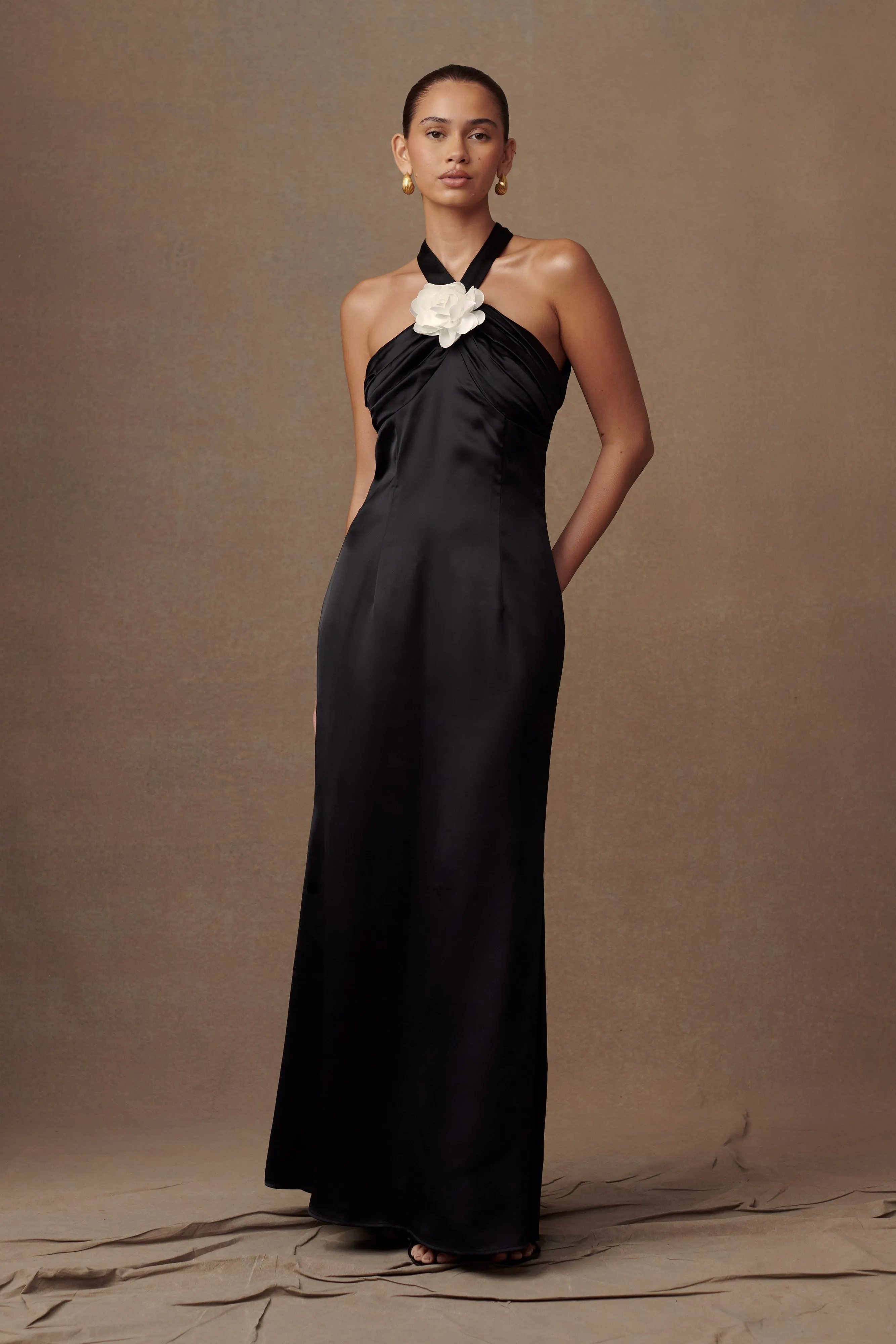 Dylan Rose Halter Maxi Dress - Black