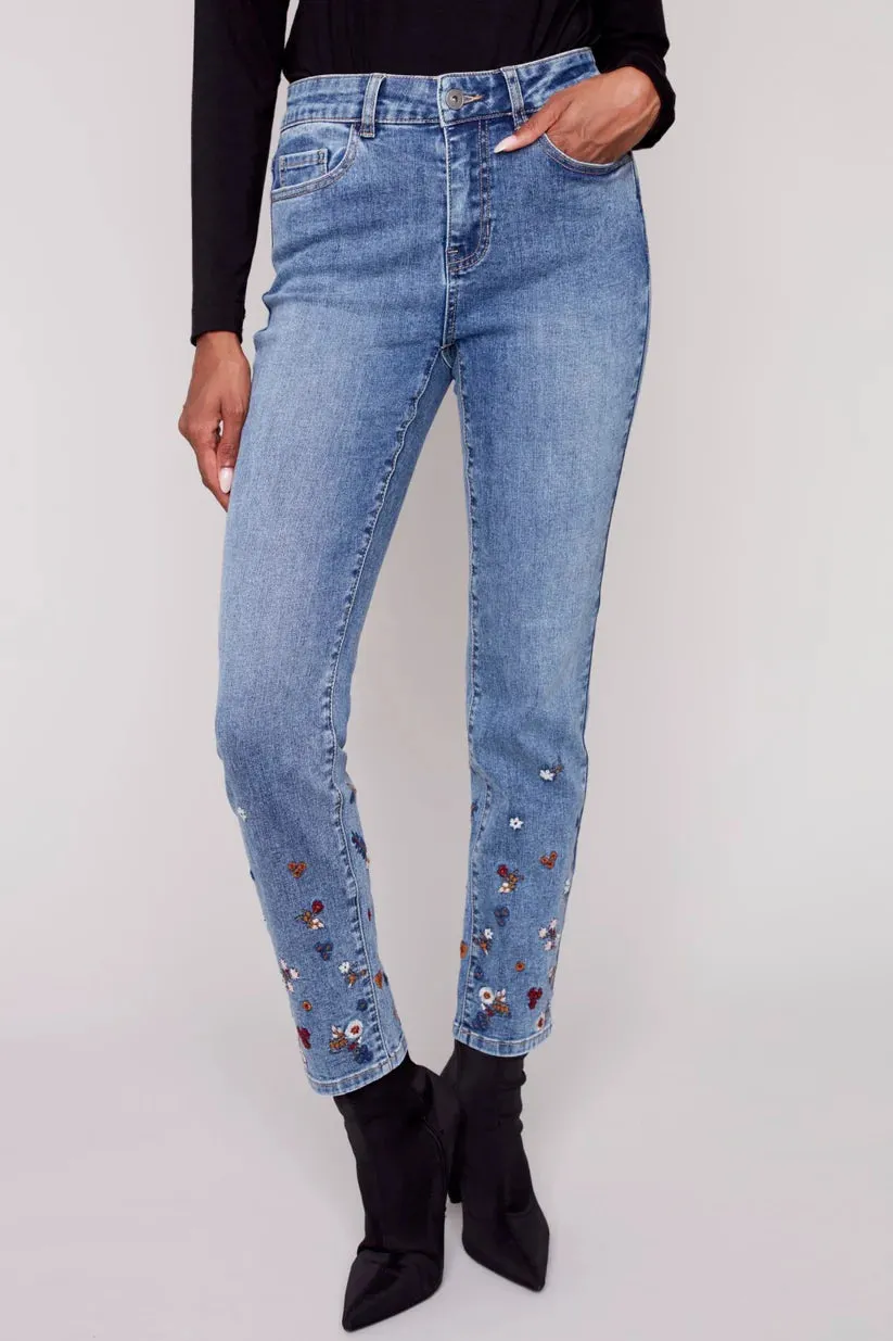 EMBROIDERED FLOWER JEAN