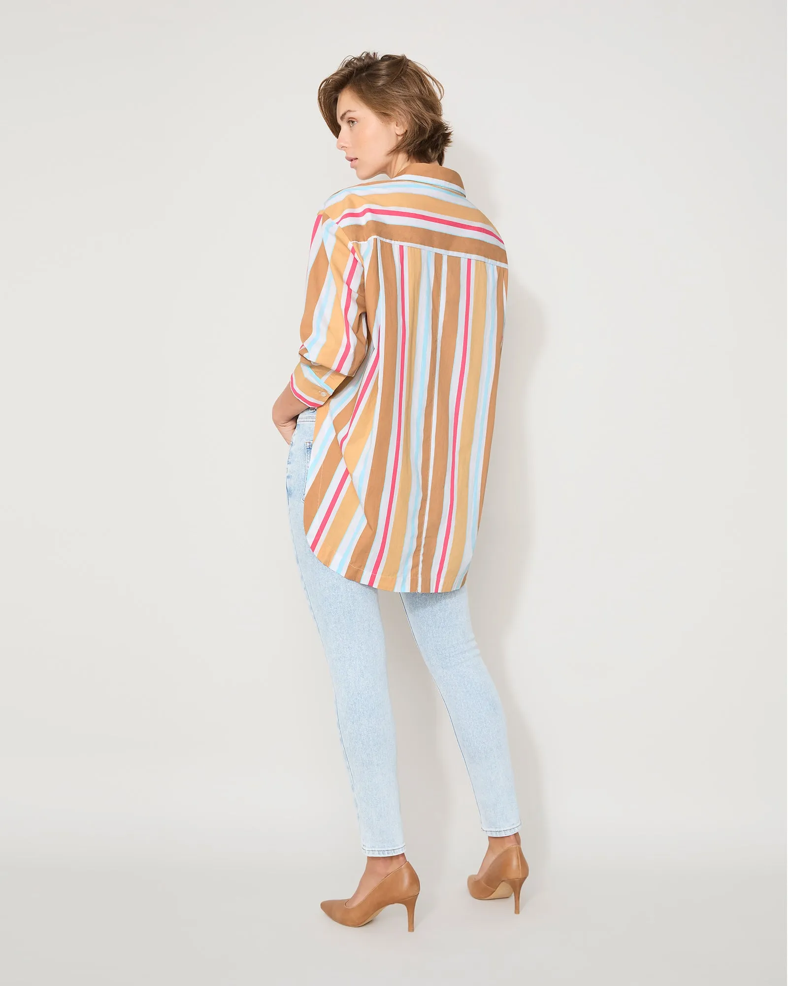 EVERYDAY SHIRT - TAN MULTI STRIPE