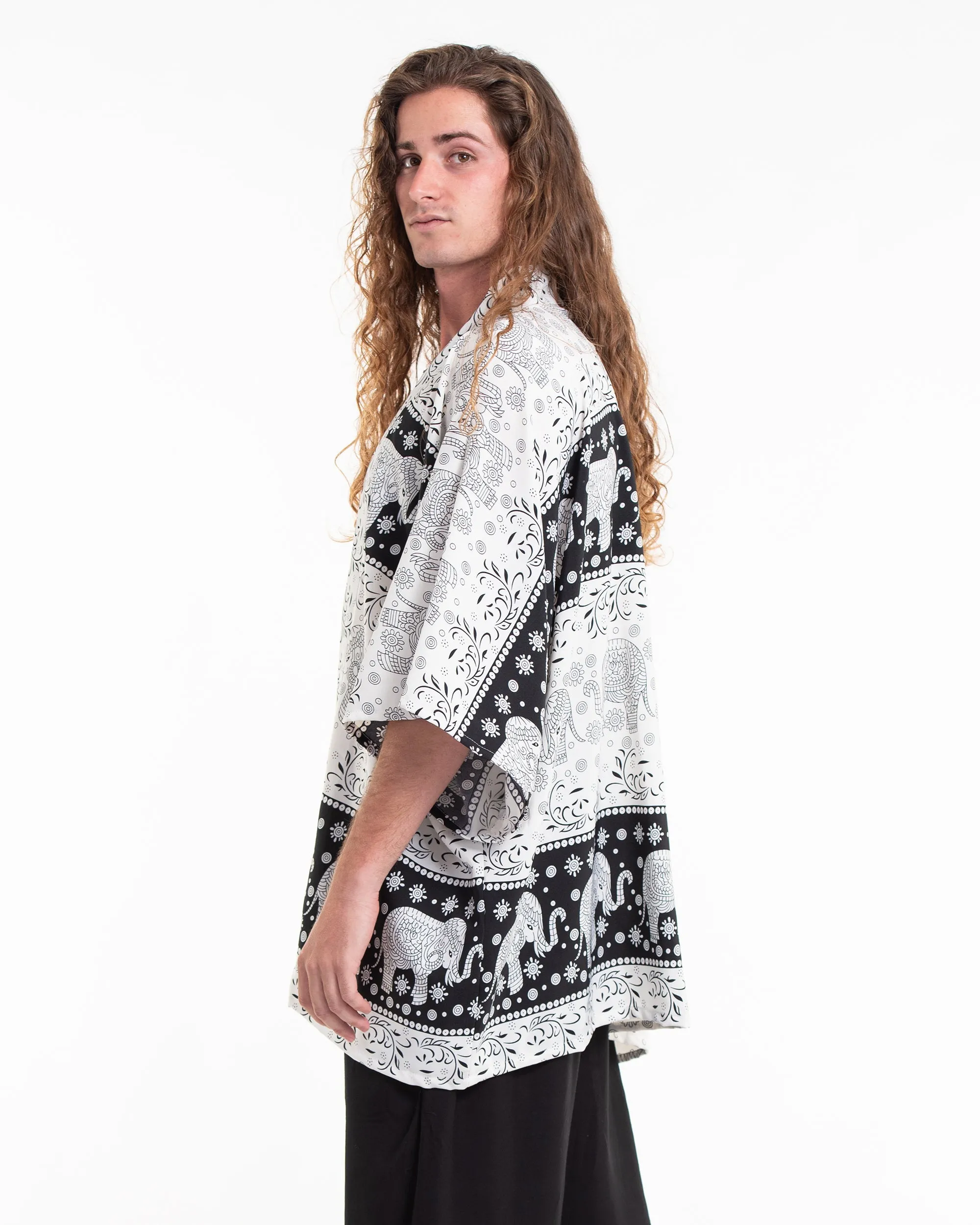 Floral Elephant Kimono Cardigan in Black