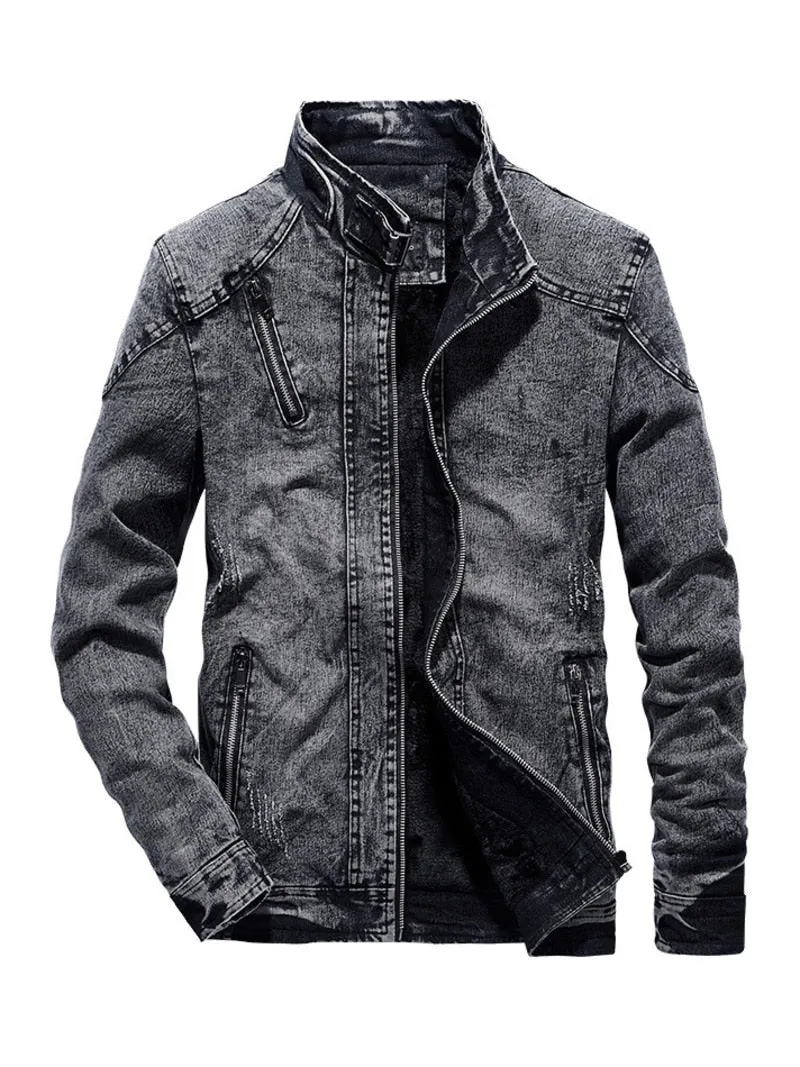 Foesce -Autumn And Winter New Tide Solid Jackets Men Korean Fashion Cotton Slim Fit Denim Jacket Clothing Youth Coat