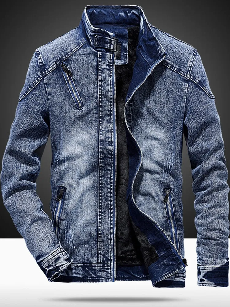 Foesce -Autumn And Winter New Tide Solid Jackets Men Korean Fashion Cotton Slim Fit Denim Jacket Clothing Youth Coat