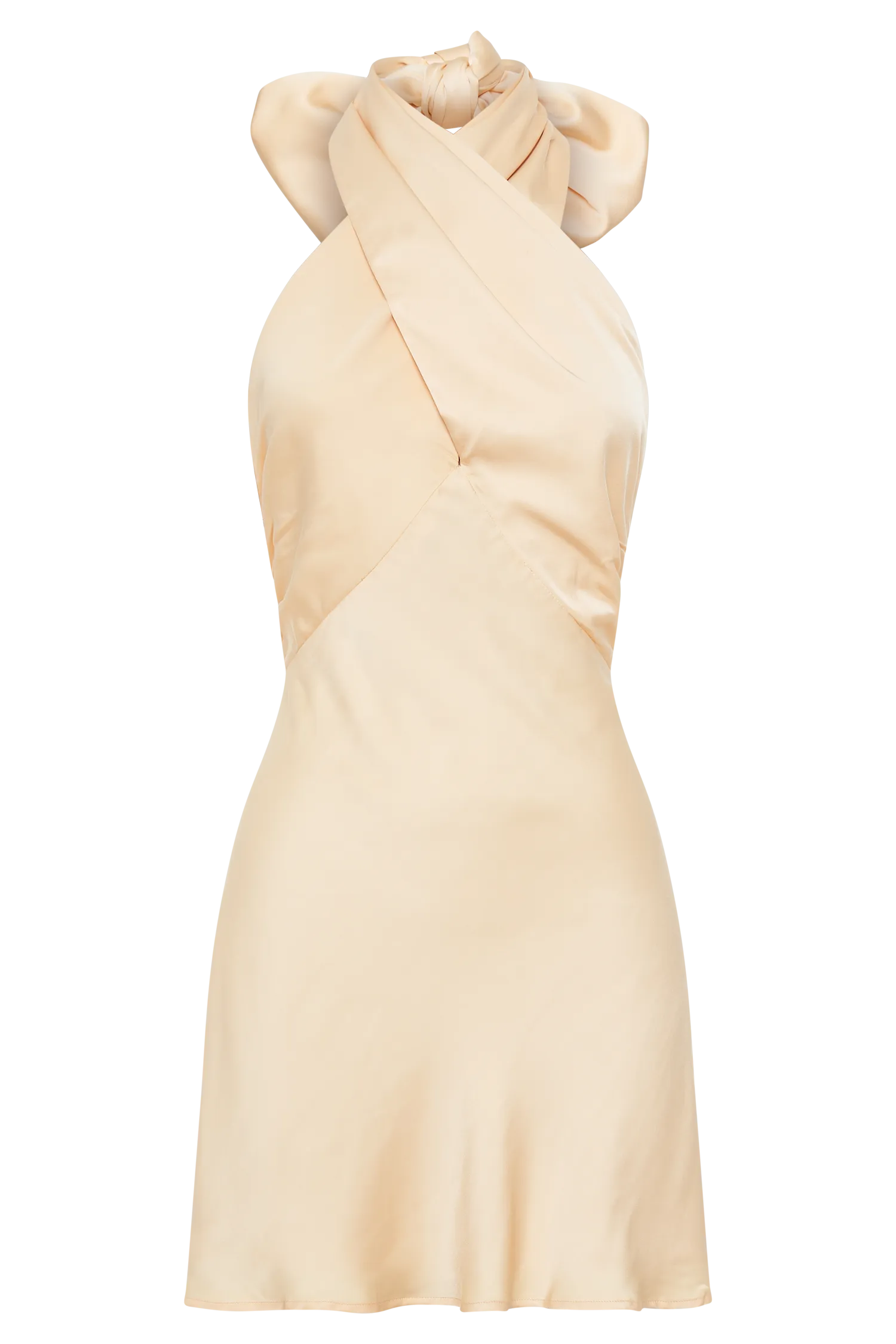 Francine Satin Halter Mini Dress - Peach