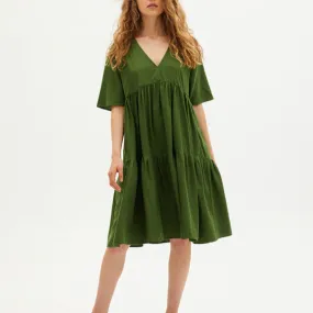 Fresia Dress In Green Hemp & Tencel