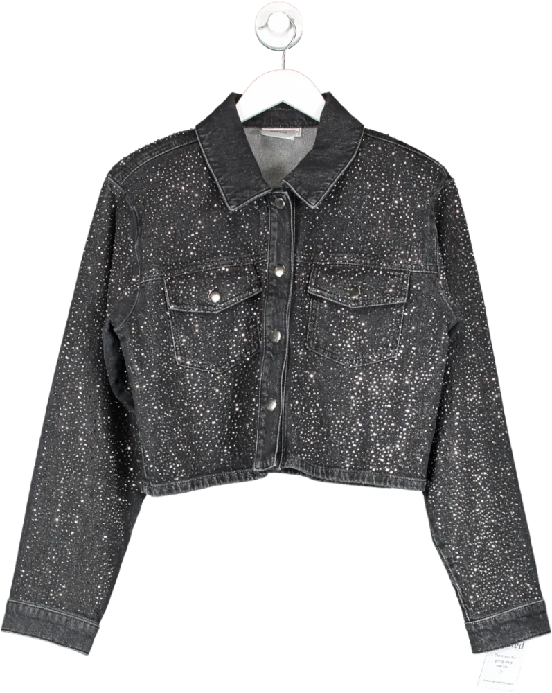 Gestuz Black Stud Embellished Denim Jacket UK 8