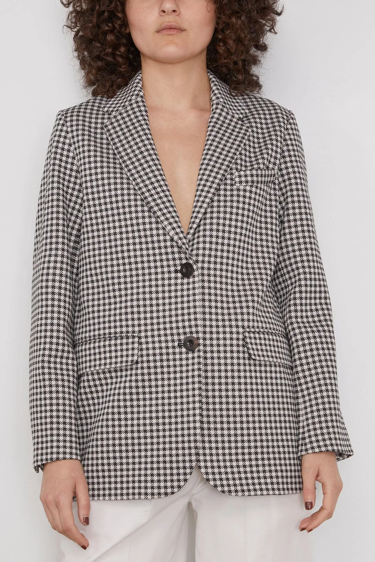 Gingham Tailored Blazer in Black/Ivory