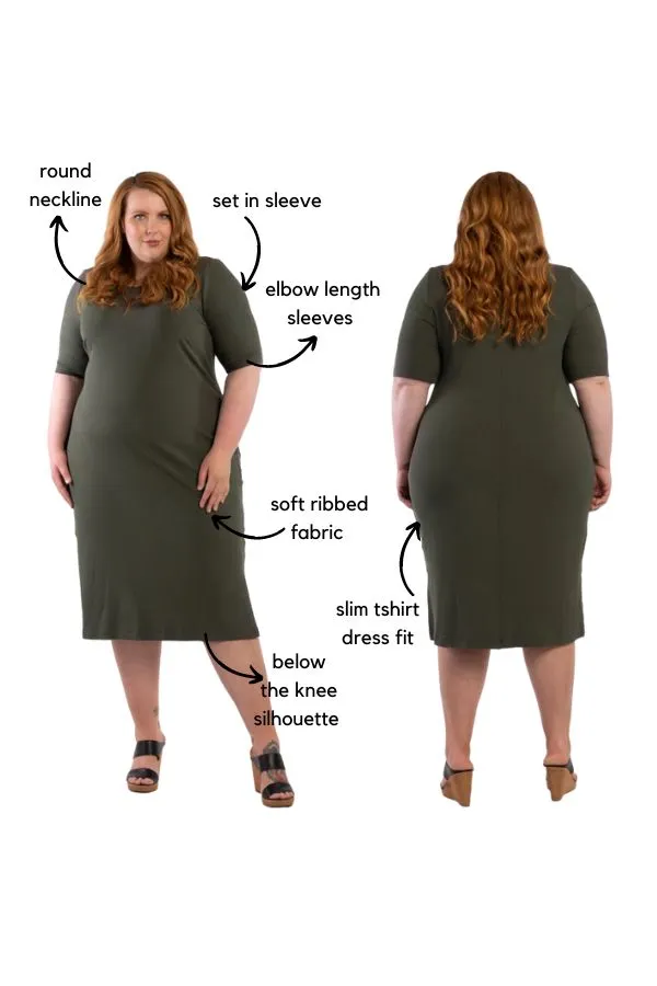 Good As Hell Rib Dress - Khaki - FINAL SALE - LAST ONES - XL (24/26)