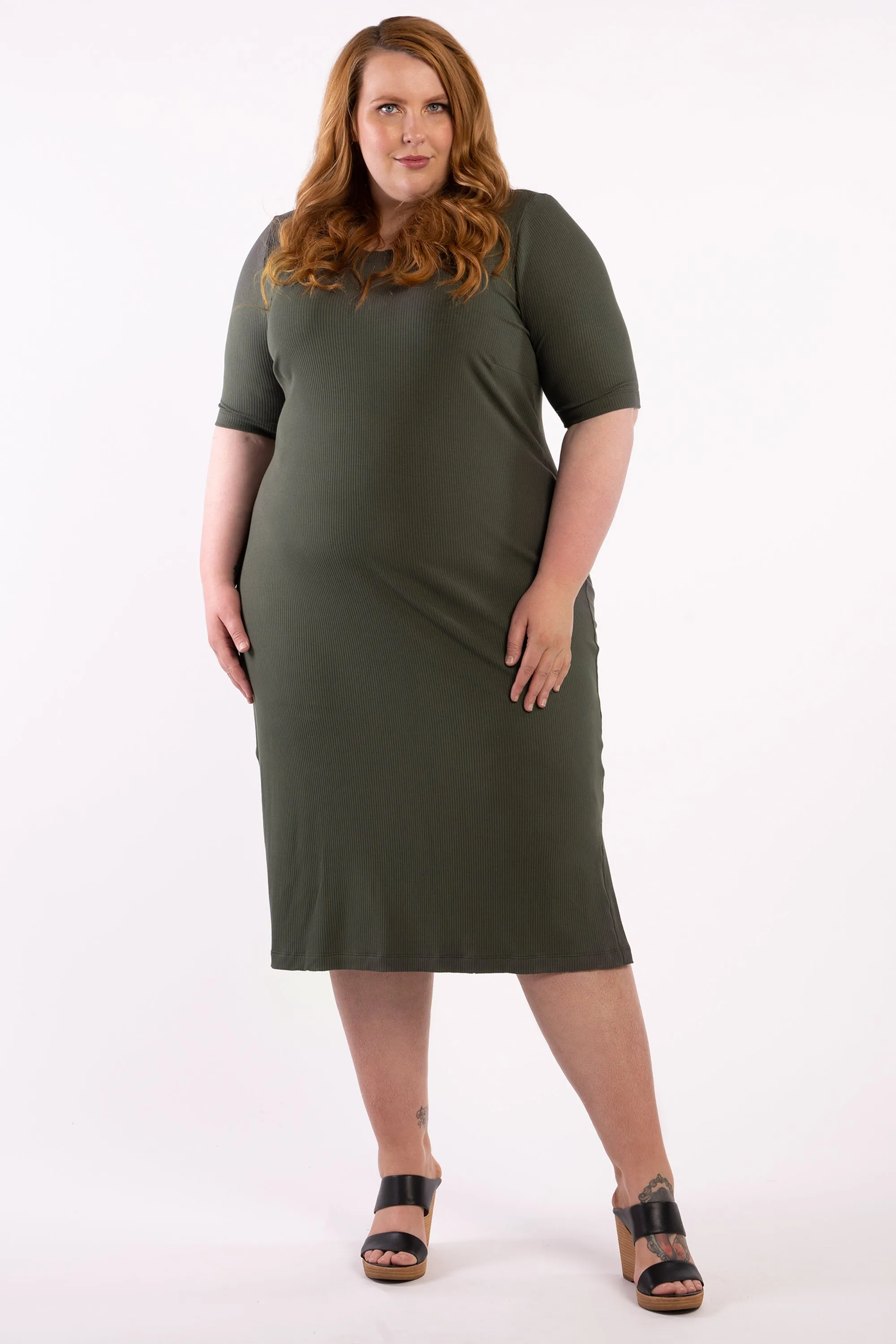 Good As Hell Rib Dress - Khaki - FINAL SALE - LAST ONES - XL (24/26)