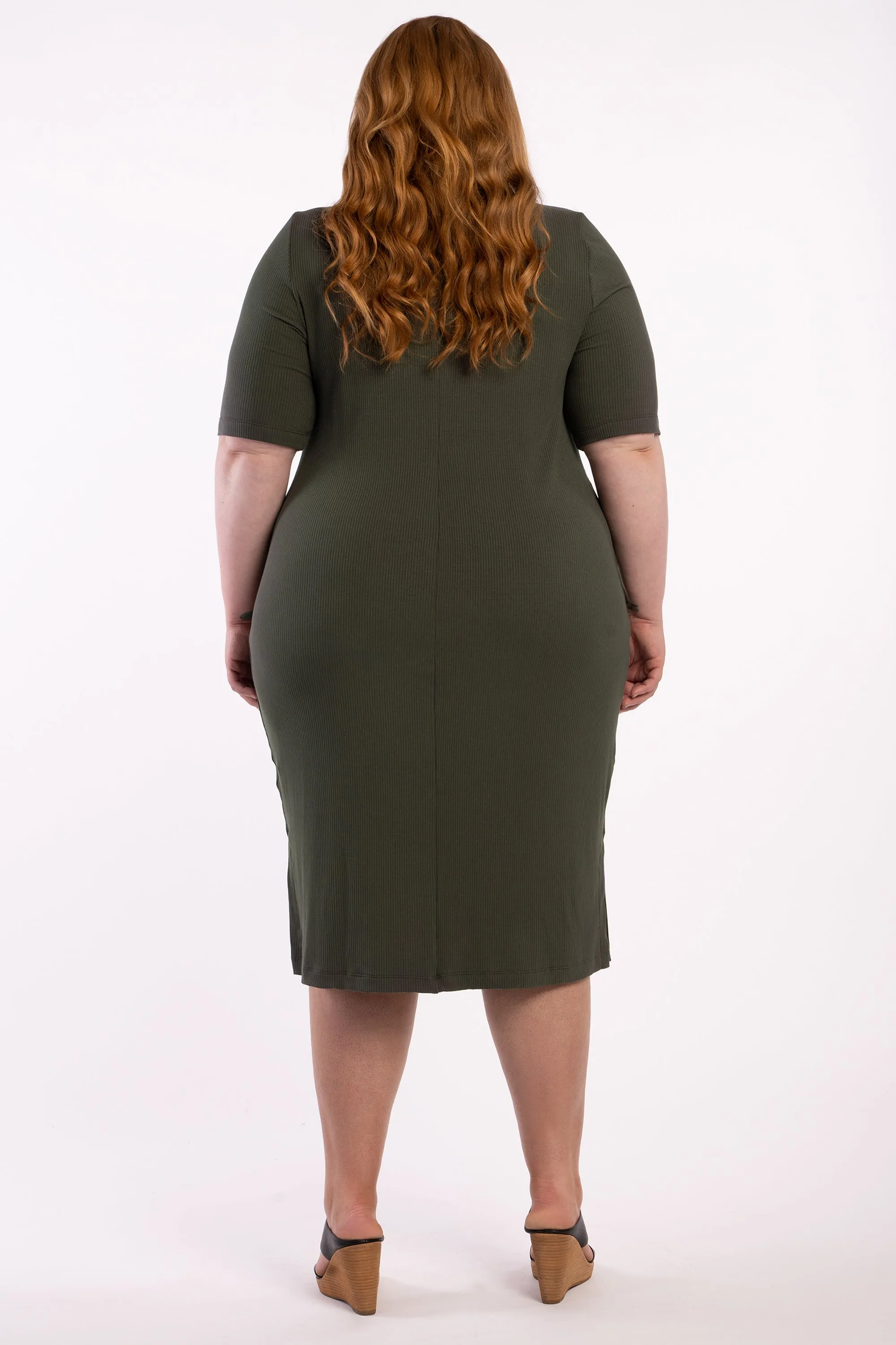 Good As Hell Rib Dress - Khaki - FINAL SALE - LAST ONES - XL (24/26)