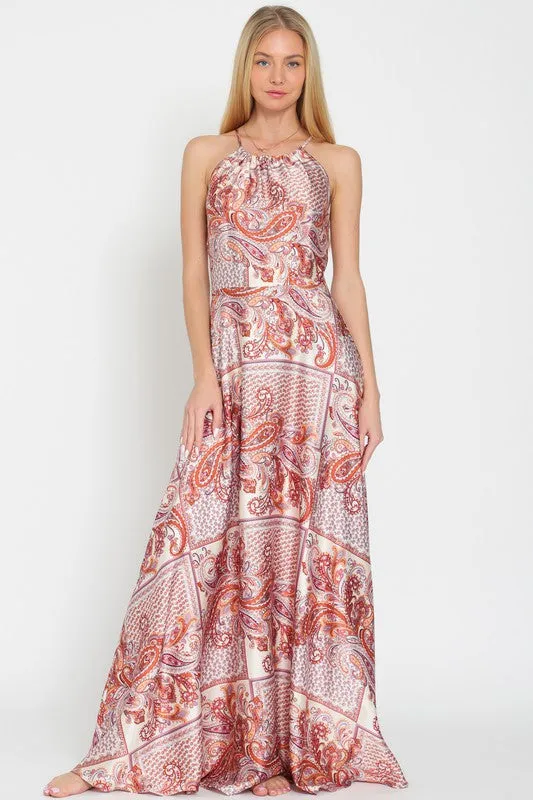 Halter Paisley Maxi Dress