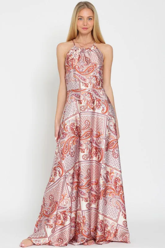 Halter Paisley Maxi Dress