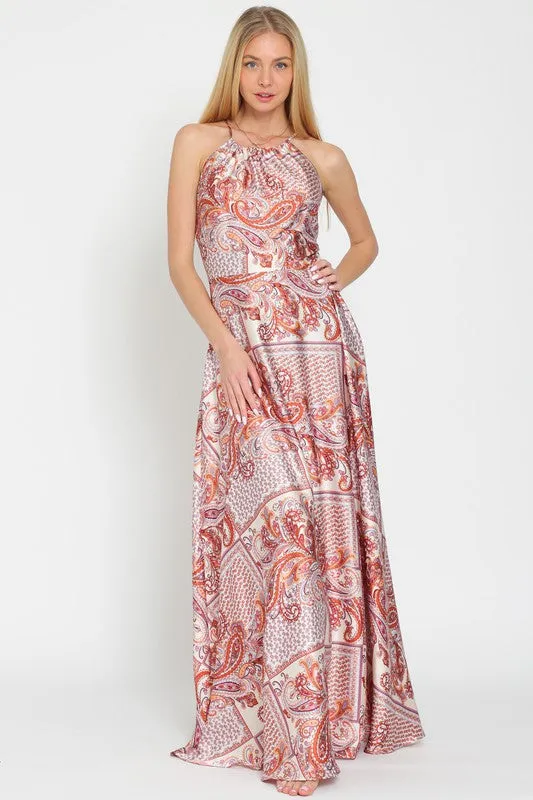 Halter Paisley Maxi Dress