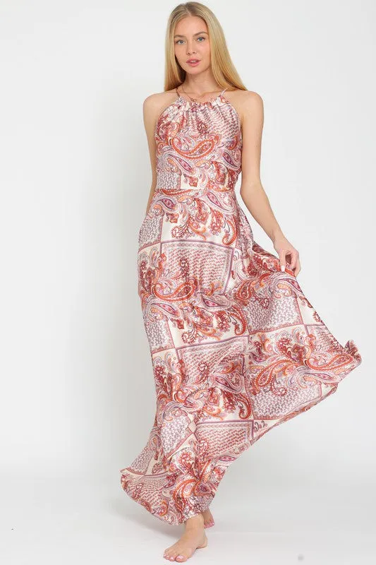 Halter Paisley Maxi Dress