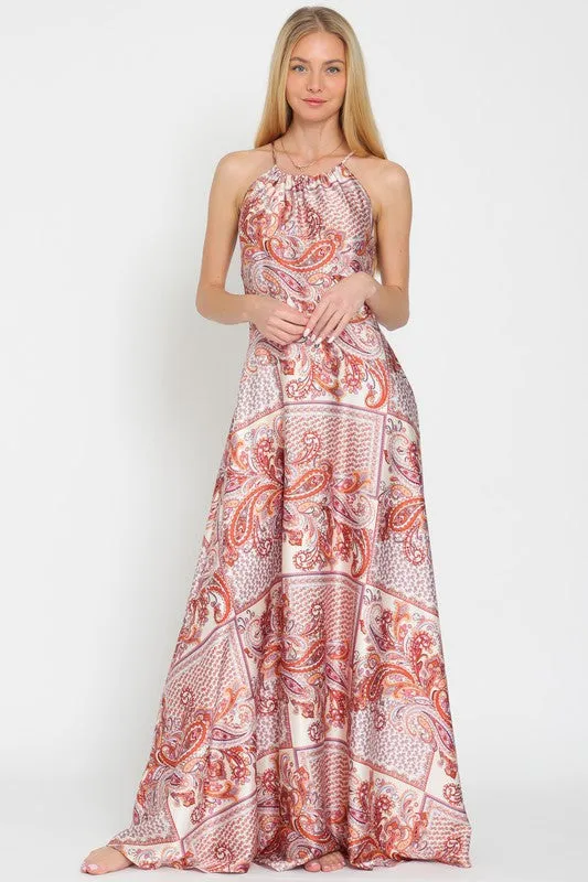 Halter Paisley Maxi Dress