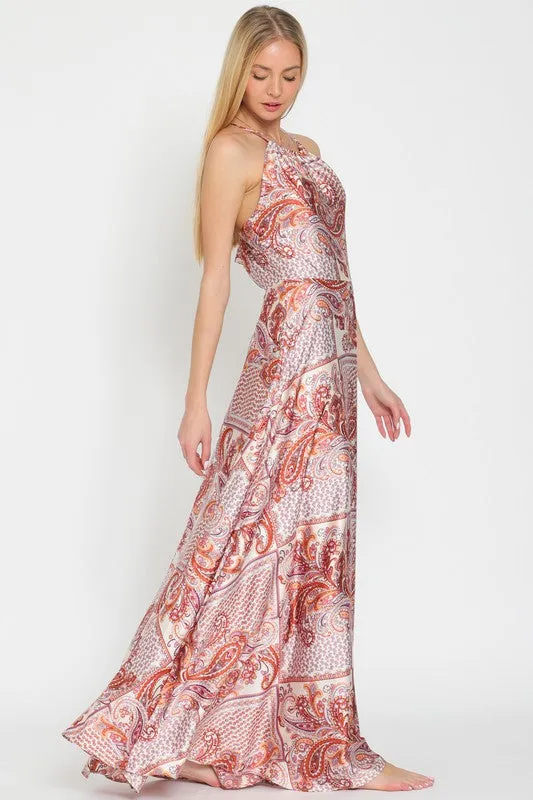 Halter Paisley Maxi Dress