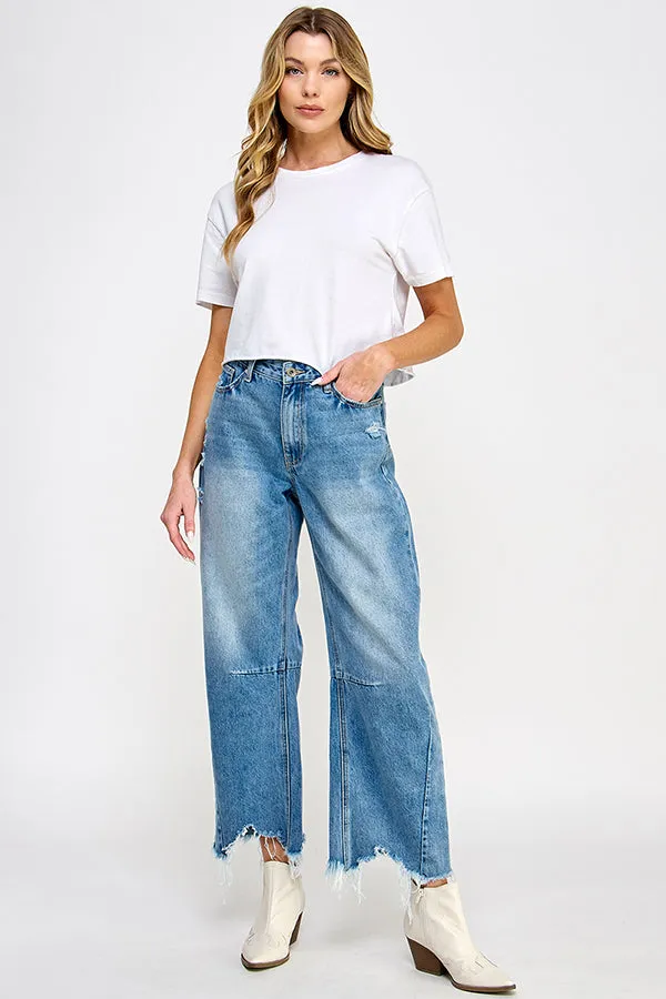 High Rise Slouchy Barrel Jeans in Dark Wash