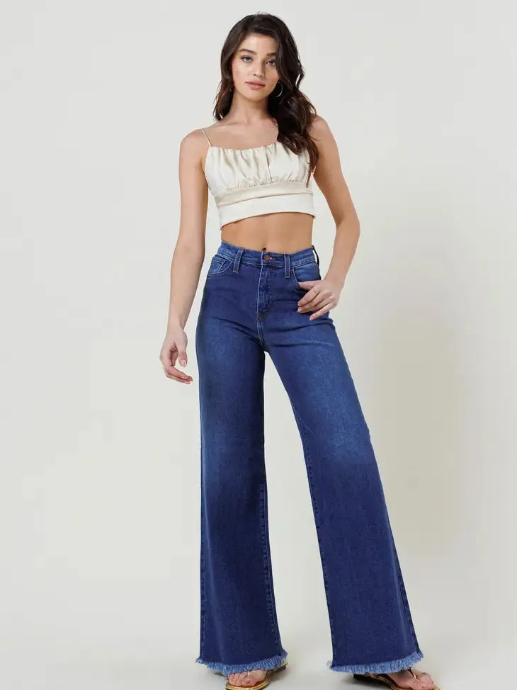 High Waist Wide Flood Denim Jeans