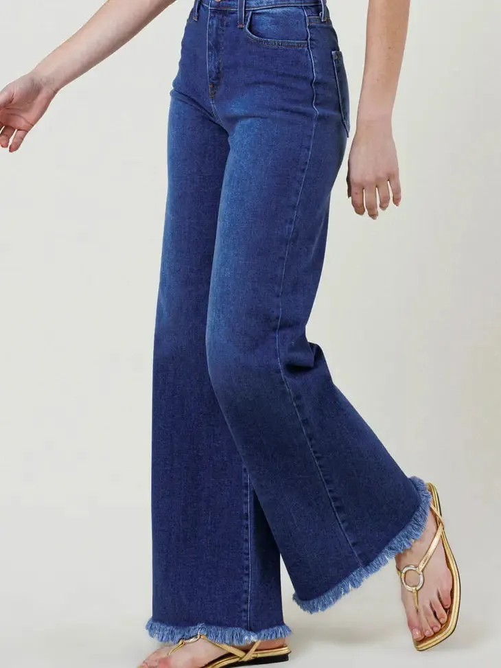 High Waist Wide Flood Denim Jeans