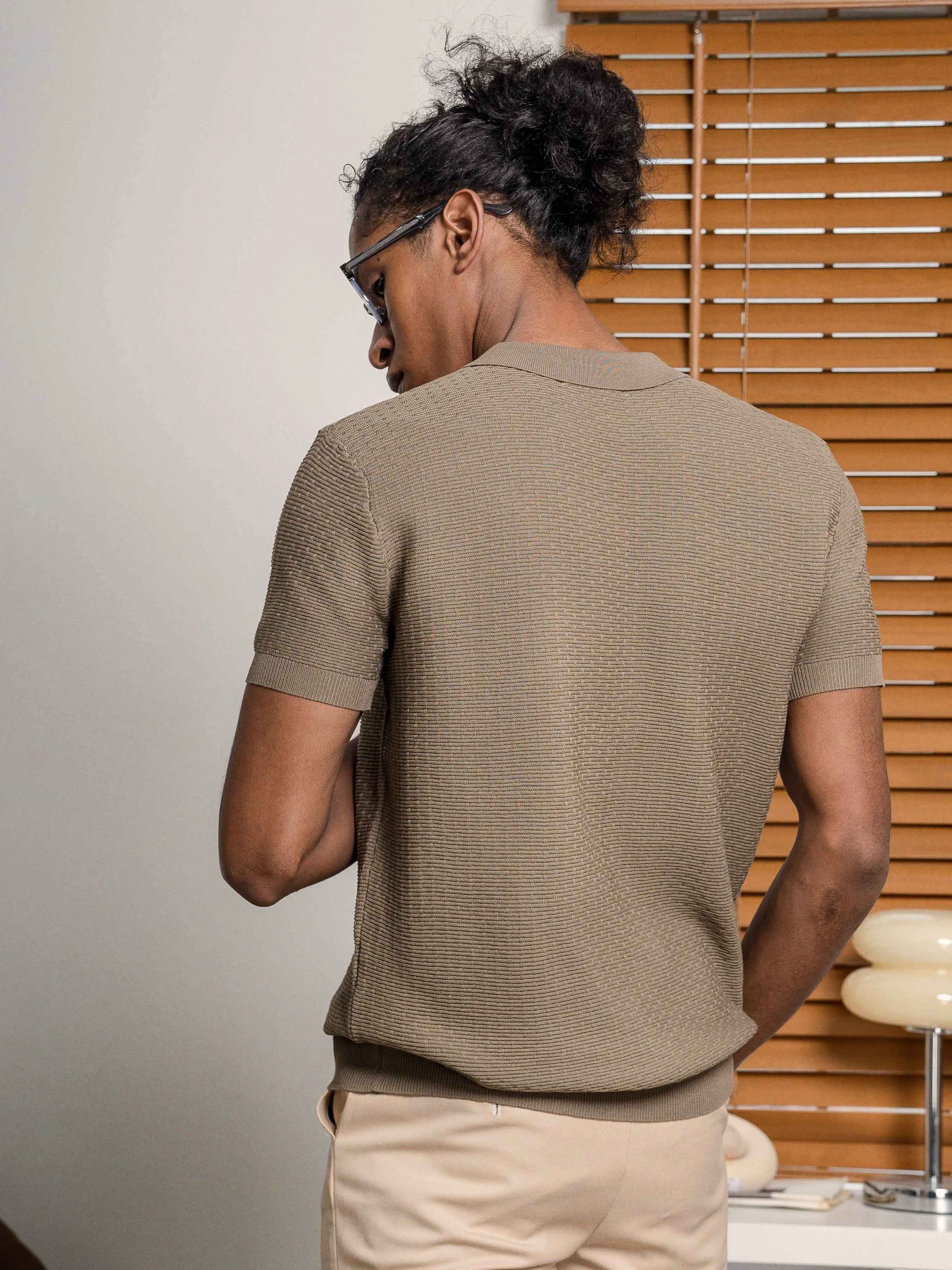 Holme Knit Polo Tee - Beige