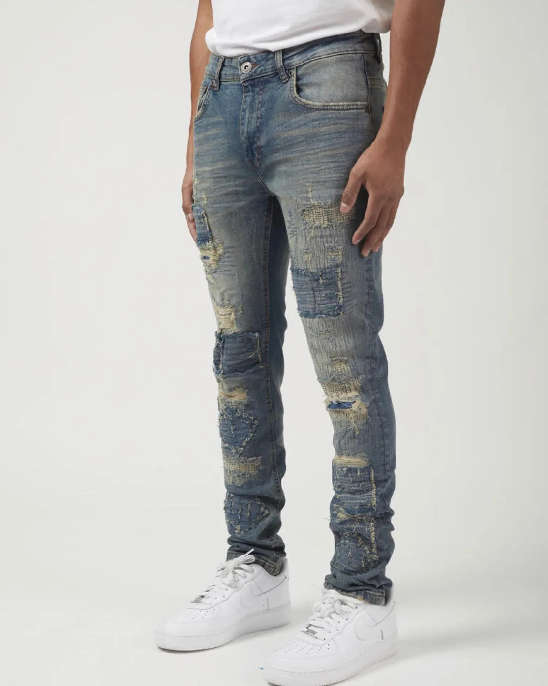 Hyper Stiched Distressed Jeans