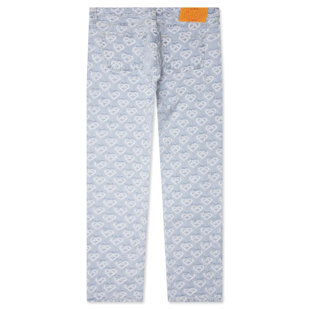 Jacquard Denim Jeans - Washed Indigo