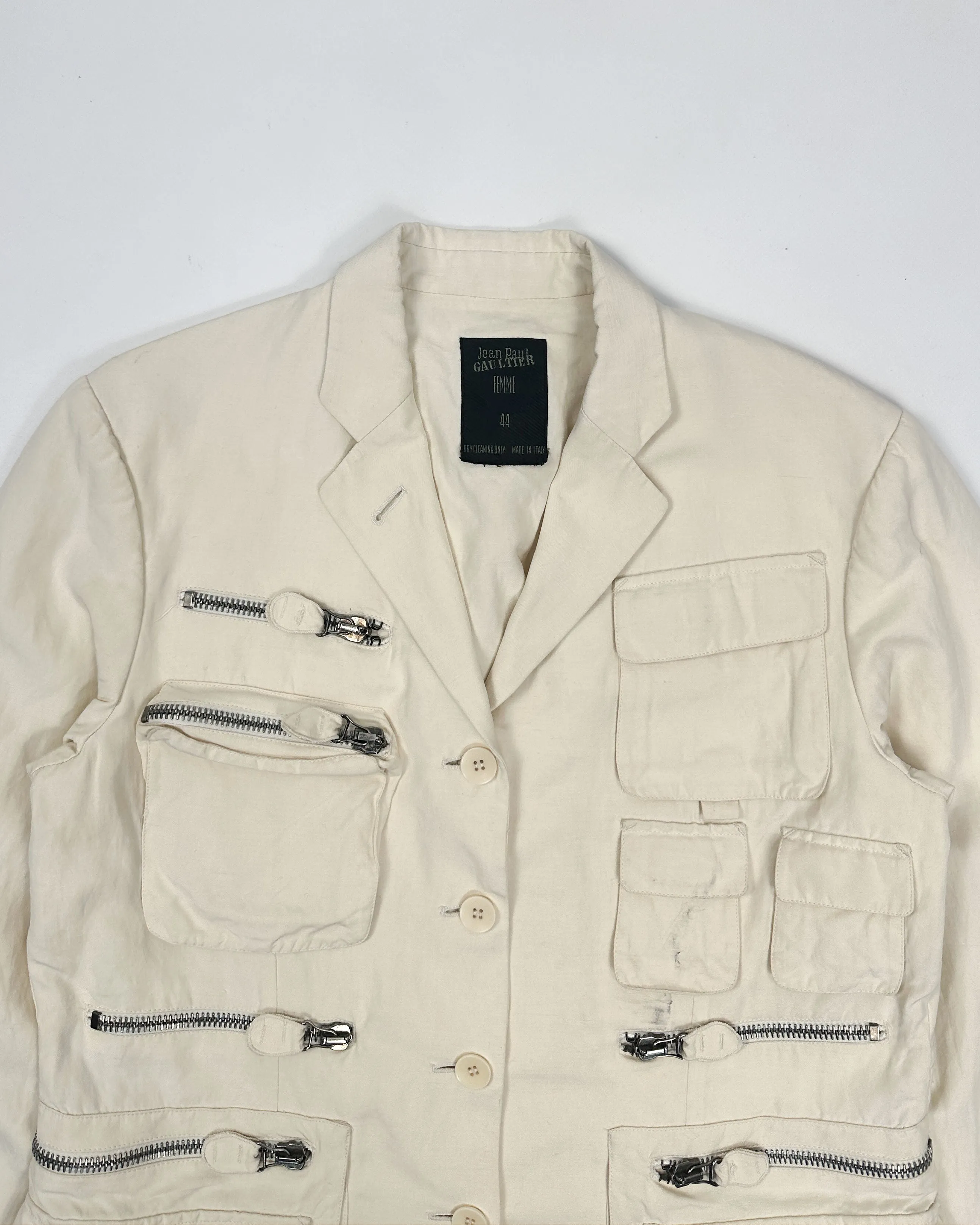 Jean Paul Gaultier Linen Multi-Pocket Blazer 1990's