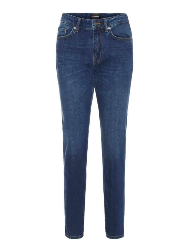 J.Lindeberg Womens Thelma Mid Blue Pure Denim Jeans - Stylish & Comfortable Fit