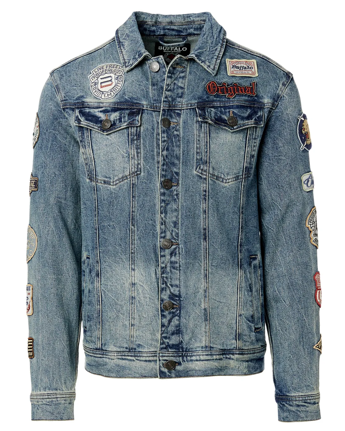 Joe Patched Men's Jean Jacket in Blue Vintage and Worn - BM22143