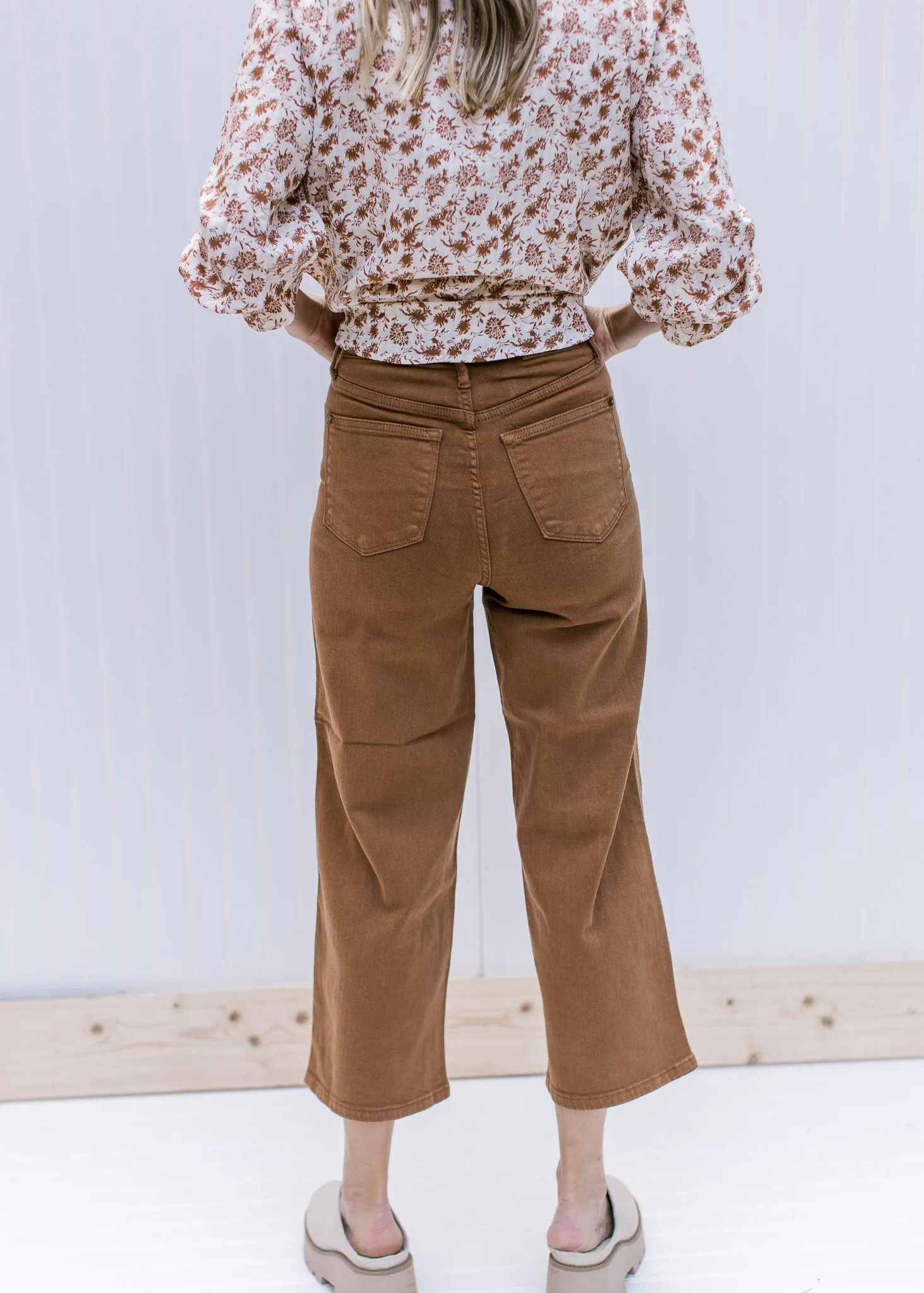 Judy Blue Tummy Control Camel Wide Leg Crop