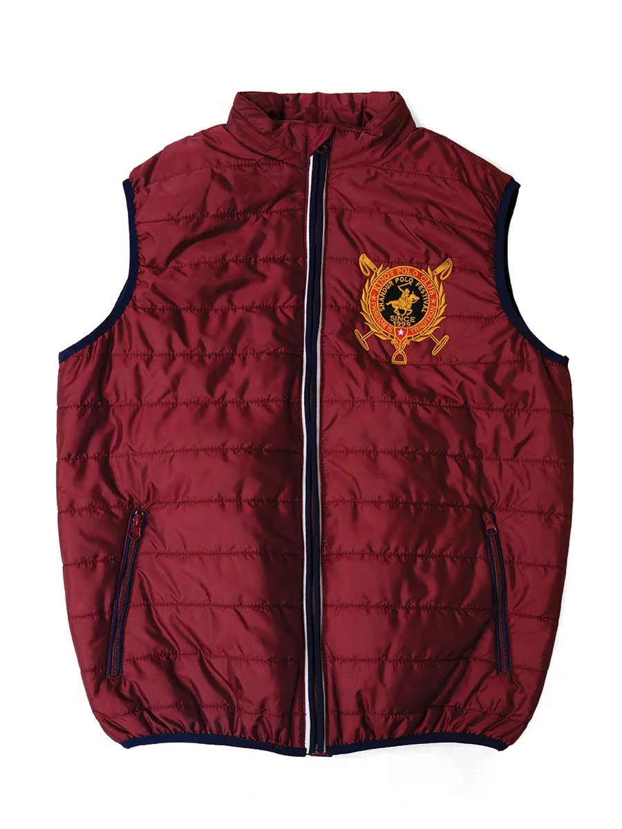 Kings Club Couture Vest Maroon Feather Shandur For Men KCJVFL11